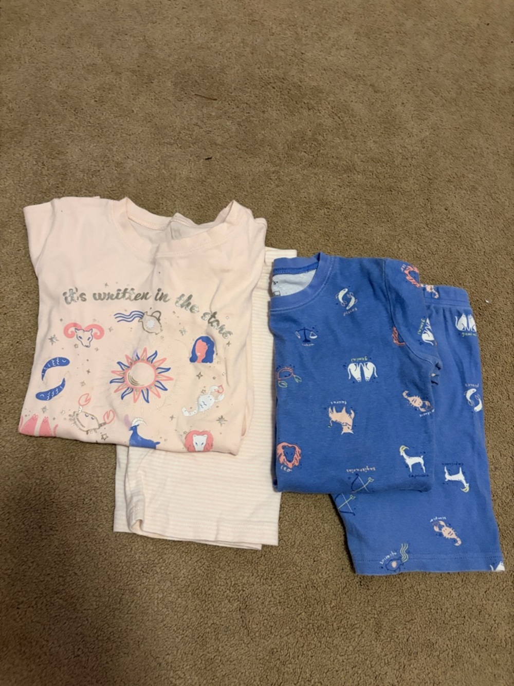 Carter's Two-Pack Girls' Pajama Set in Pink & Blue Zodiac Prints
